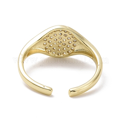 Прозрачное кубическое циркониевое плоское круглое открытое кольцо-манжета RJEW-P032-39G-1