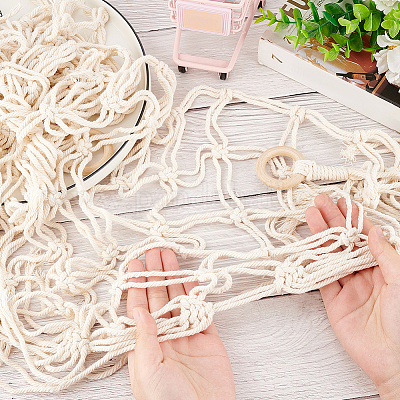 Хлопковый макраме подвесной гамак для хранения игрушек AJEW-WH0033-72-1