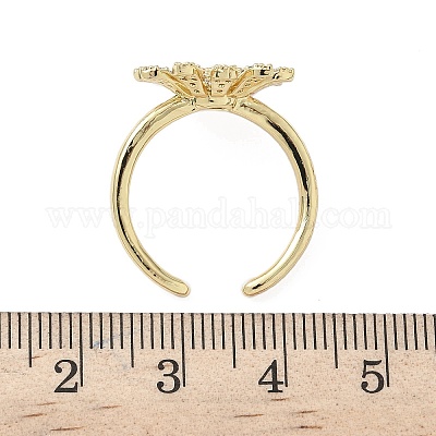 Открытые кольца манжеты из латуни с микропаве и кубическим цирконием RJEW-H256-06G-1