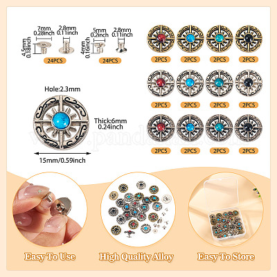 24 набор пуговиц из синтетического камня BUTT-TA0001-22-1