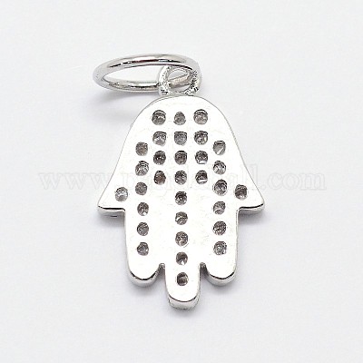 Cz латунь микро pave кубический zirconia hamsa рука / рука fatima / рука miriam charms ZIRC-L018-03-1