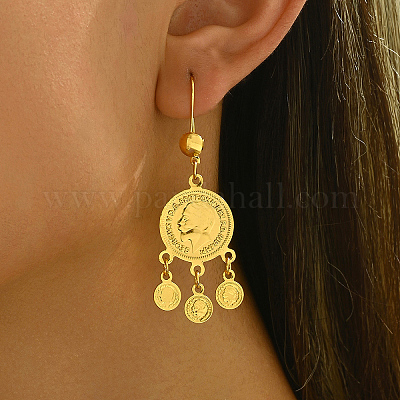 Винтажные геометрические серьги-кольца с кисточками из латуни JE1734-2-1