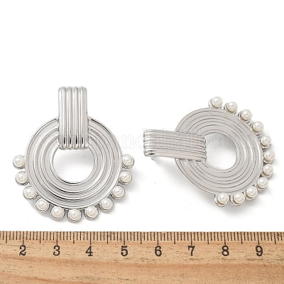 Серьги-гвоздики из нержавеющей стали 304 с имитацией жемчуга EJEW-M069-02P-1