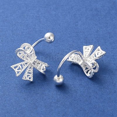 999 серебряные беруши с бантом калибра&nbsp;EJEW-P296-15S-1