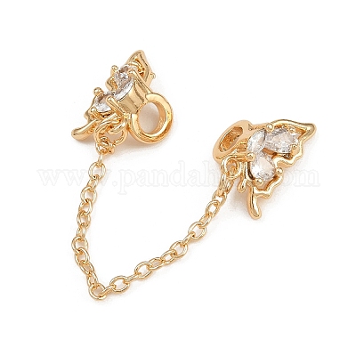 Европейские защитные цепи с бабочкой из латуни и прозрачным кубическим цирконием KK-K407-04G-1
