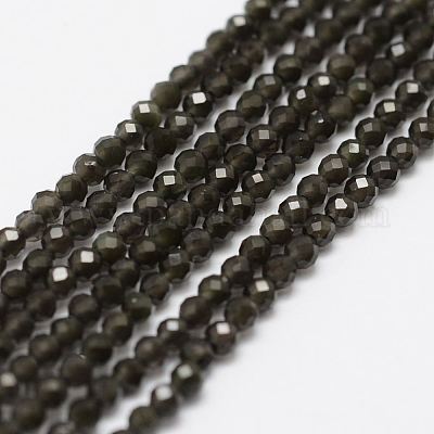 Natürlichen Obsidian Perle Stränge&nbsp;G-P270-2mm-28-1