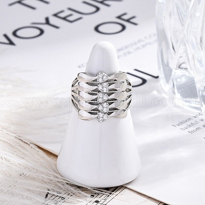 Кольца-манжеты из латуни с микропаве RJEW-G337-34P-1