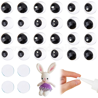 Wholesale SUPERFINDINGS 36Pcs 12 Style Black & White Wiggle Googly
