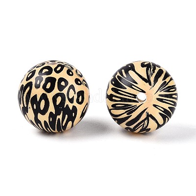 Круглые бусины из АБС-пластика с леопардовым принтом&nbsp;SACR-T017-75A-02-1