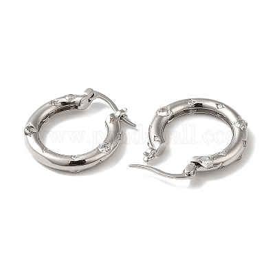 Серьги-кольца с кубическим цирконием EJEW-Z019-23D-P-1