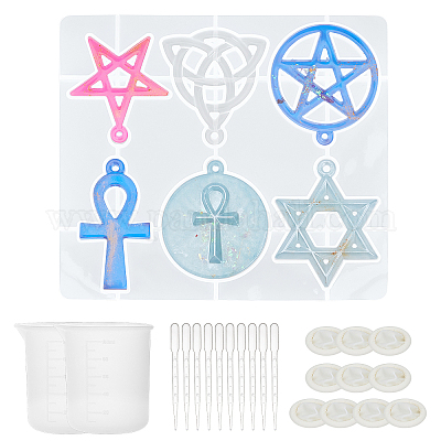 ダビデの星とアンクのクロスシリコンレジンキャストモールドのsunnycluediyスター UVレジン用 エポキシ樹脂キーホルダー作り  使い捨てラテックスフィンガーベッド付き プラスチック移送ピペット ミックスカラーの通販 - PandaHall（パンダホール）