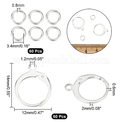 60 шт. фурнитура для сережек из нержавеющей стали 304 STAS-UN0050-85-1