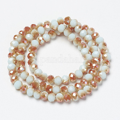 Гальванизировать непрозрачные сплошной цвет стеклянные бусы пряди EGLA-A034-P6mm-J-1