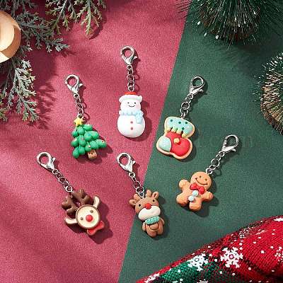 6 шт. рождественские подвесные украшения из непрозрачной смолы HJEW-JM03864-1