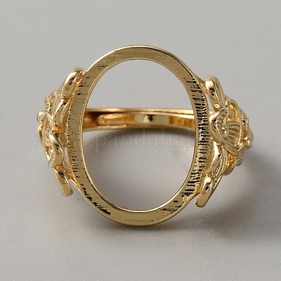 Регулируемая латунные сеттинги площадку кольцо KK-WH0045-037G-1