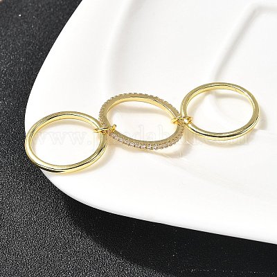 Латунные микро проложить пальцев кольца кубического циркония RJEW-P166-01B-G-1