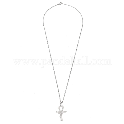 Ожерелья с подвеской из латуни с микропаве и кубическим цирконием NJEW-M211-03D-P-1