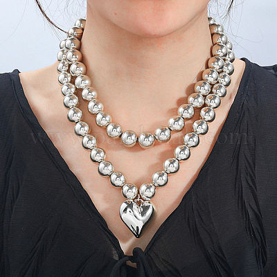 2шт. 2 стиля ожерелья из сплава с подвеской в форме сердца NJEW-P319-02P-1