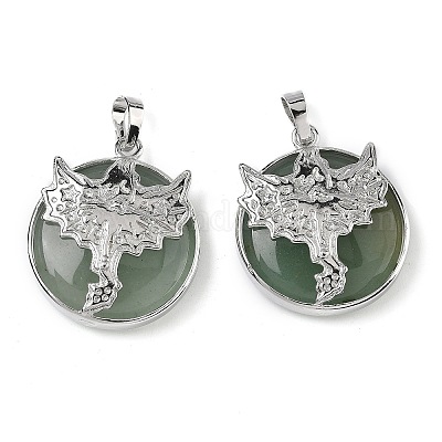 Плоские круглые подвески из смешанных драгоценных камней из натуральных и синтетических камней G-G279-01P-1