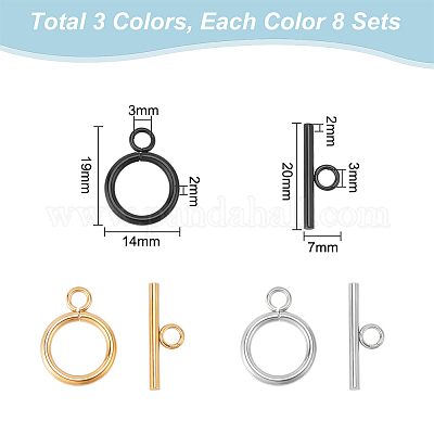 24 шт. 3-х цветные застежки-тоглы из нержавеющей стали марки 304 STAS-UN0050-82-1