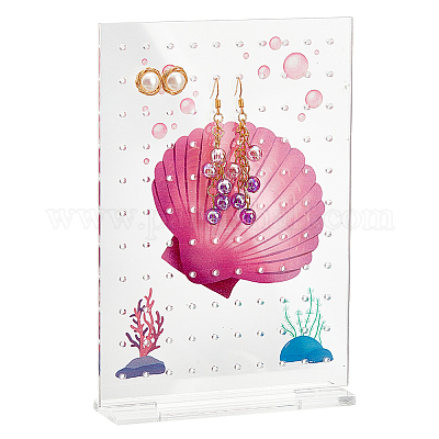 Прямоугольные прозрачные акриловые подставки для сережек EDIS-WH0035-12B-1