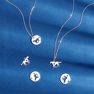 Набор для самостоятельного изготовления ожерелья с подвеской в виде лошади из нержавеющей стали 304 DIY-DR0001-44-1