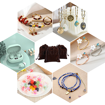 20 шт. бархатные подарочные мешочки для украшений на шнурке ABAG-BBC0001-14C-1