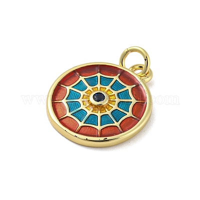 Настоящие 14-каратные позолоченные латунные эмалевые подвески KK-Z032-02A-1