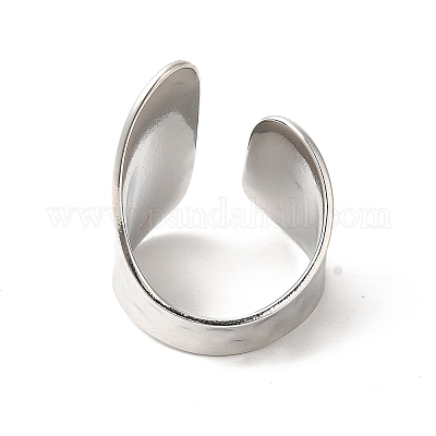 Не тускнеющее кольцо-манжета из нержавеющей стали 304 с поворотным плоским открытым креплением для женщин RJEW-E063-28P-1