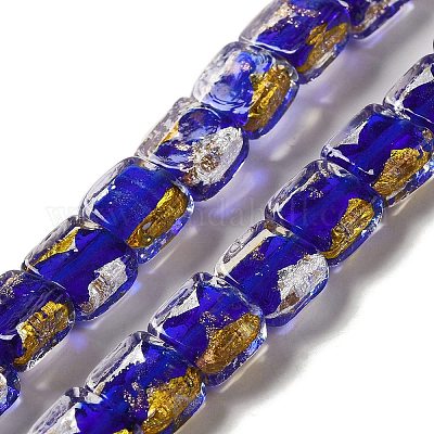 Бусины ручной работы из золотой и серебряной фольги в технике лэмпворк FOIL-C001-01C-06-1