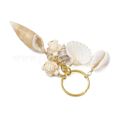 Натуральная ракушка в морском стиле с брелками из синтетической бирюзы KEYC-JKC01231-1