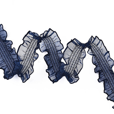 20 ярд полиэстеровой плиссированной эластичной кружевной отделки SRIB-M015-01G-1