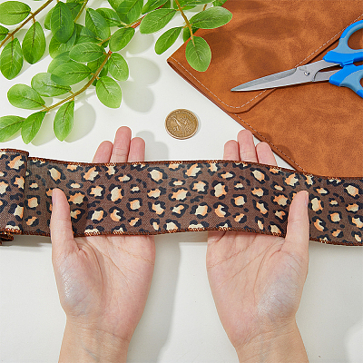 8 ярд односторонней полиэфирной ленты с леопардовым принтом OCOR-WH0085-35-1