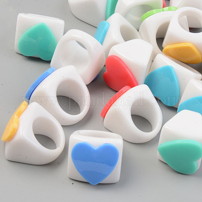 Непрозрачные акриловые кольца на палец X-RJEW-T010-13-1