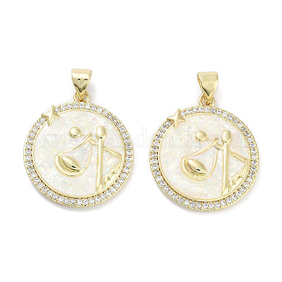 Латунные микропаве прозрачные подвески с фианитом KK-L213-010G-12-1