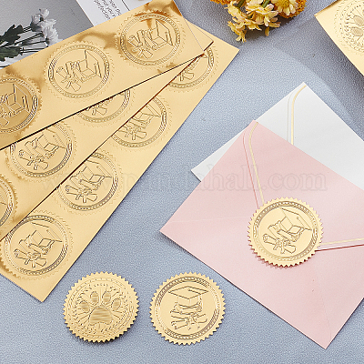 Wholesale CRASPIRE 100pcs Gold Foil Stickers Embossed Certificate Seals  Self Adhesive Stickers Medal Decoration Stickers Certification Graduation  Corporate Notary Seals Envelope (2) 