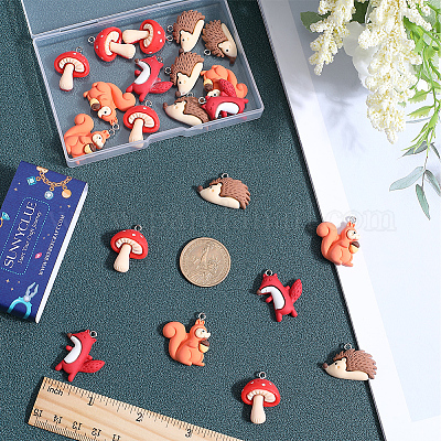 24 шт. 4 стиля осенние непрозрачные кабошоны из смолы животных RESI-SC0002-87-1