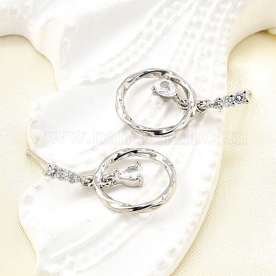 Серьги-гвоздики с цирконом из латуни EJEW-M103-05P-1