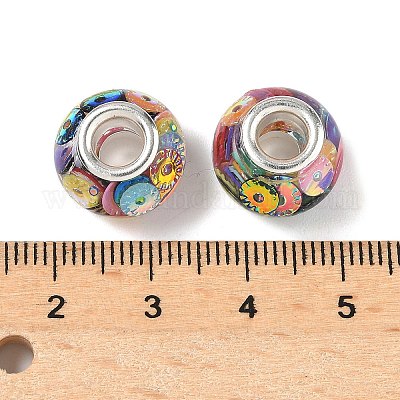 Прозрачные европейские бусины-рондель из смолы RESI-S023-12-1