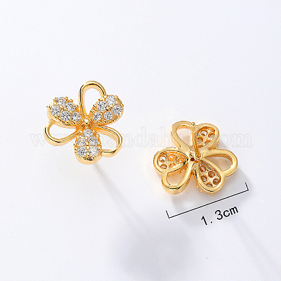 Элегантные латунные серьги-гвоздики в форме клевера ZM7919-1