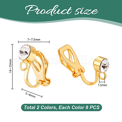 16 шт. 2-х стилевые латунные клипсы-серьги KK-PH0001-84-1