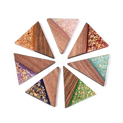 Подвески из непрозрачной смолы и орехового дерева RESI-T060-18M-1