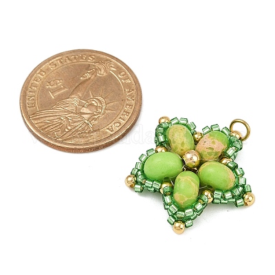 Подвески из стеклянного бисера ручной работы и синтетических окрашенных бусин императорской яшмы PALLOY-MZ00752-04-1