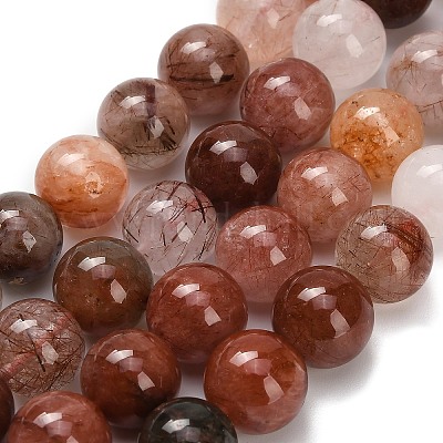 Натуральный красный Rutilated кварцевые нити бисера G-G300-A02-12mm-1