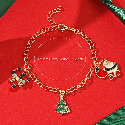 Рождественские браслеты с подвесками из латуни и эмали AU3344-1