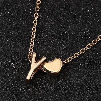 Ожерелья из сплава с подвеской в виде сердца и буквы для женщин NJEW-FS0001-09Y-1