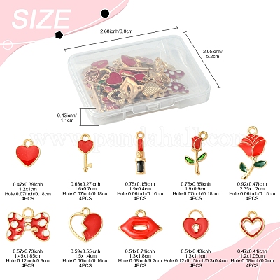 40 шт. 10 стиля ко Дню святого Валентина сплав с эмалевыми подвесками ENAM-FS0002-39-1