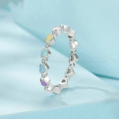 Кольца-пальцы в форме сердца из стерлингового серебра с микропаве из прозрачных кубических цирконий и эмалью FS-WGA58F8-02-1