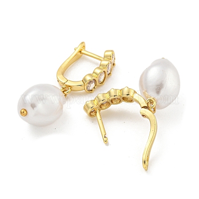 Серьга-кольцо из латуни с микропаве EJEW-C102-26A-G-1