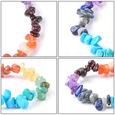 Чакра Gemstone браслеты простирания BJEW-JB02288-02-1